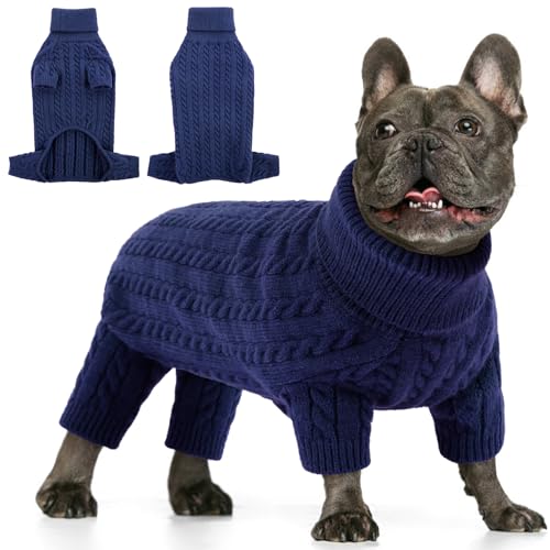 AOFITEE Hund Katze Pullover, Rollkragen Hundepullover für kleine Hunde, Vierbeiner, kaltes Wetter, Hundepullover Strickwaren, dicker warmer Hund Weihnachten Sweatshirt Welpenpullover für kleine Hunde von AOFITEE