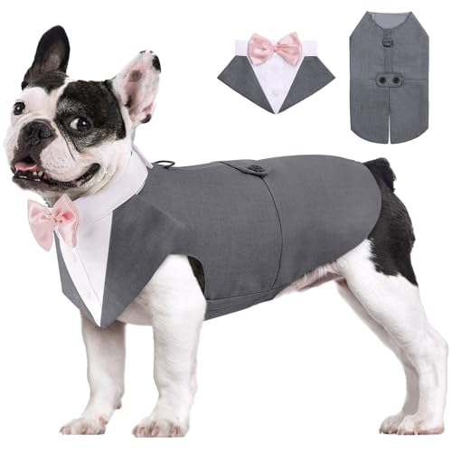 AOFITEE Hund Smoking Hund Anzug & Bandana Set, Hund Hochzeit Party Suit Hundefliege Shirt Vest, Haustier Anzug Kostüm Hund Kleidung mit Abnehmbarer Fliege für Halloween, Christmas,M AOFITEE Hund Smoking Hund Anzug & Bandana Set, Hund Hochzeit Party Suit Hundefliege Shirt Vest, Haustier Anzug Kostüm Hund Kleidung mit Abnehmbarer Fliege für Halloween, Christmas,M von AOFITEE
