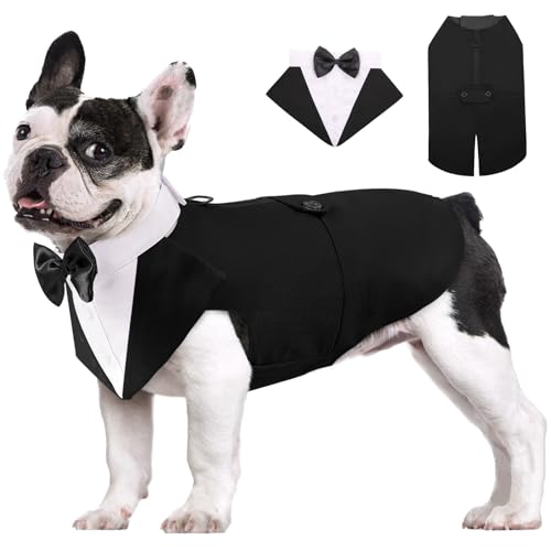 AOFITEE Hund Smoking Hund Anzug & Bandana Set, Hund Hochzeit Party Suit Hundefliege Shirt Vest, Haustier Anzug Kostüm Hund Kleidung mit Abnehmbarer Fliege für Halloween, Christmas,M AOFITEE Hund Smoking Hund Anzug & Bandana Set, Hund Hochzeit Party Suit Hundefliege Shirt Vest, Haustier Anzug Kostüm Hund Kleidung mit Abnehmbarer Fliege für Halloween, Christmas,M von AOFITEE