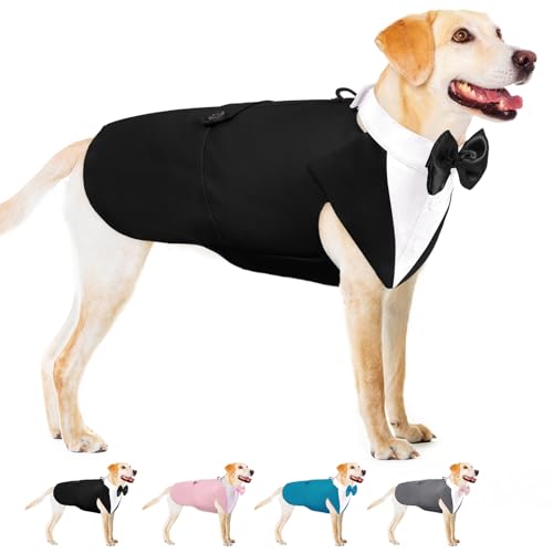 AOFITEE Hund Smoking Hund Anzug & Bandana Set, Hund Hochzeit Party Suit Hundefliege Shirt Vest, Haustier Anzug Kostüm Hund Kleidung mit Abnehmbarer Fliege für Halloween, Christmas,XL AOFITEE Hund Smoking Hund Anzug & Bandana Set, Hund Hochzeit Party Suit Hundefliege Shirt Vest, Haustier Anzug Kostüm Hund Kleidung mit Abnehmbarer Fliege für Halloween, Christmas,XL von AOFITEE