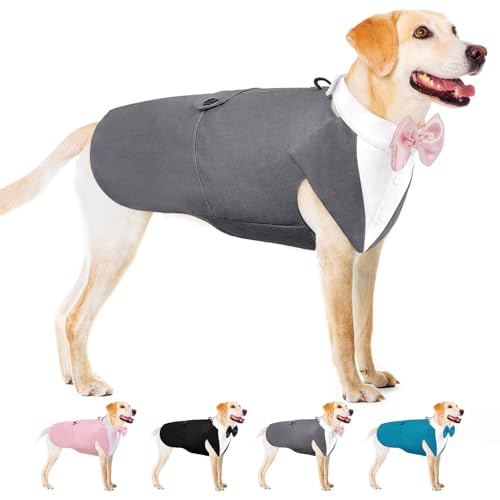 AOFITEE Hund Smoking Hund Anzug & Bandana Set, Hunde Hochzeit Party Suit Hundefliege Shirt Vest, Haustier Anzug Kostüm Hunde Kleidung mit Abnehmbarer Fliege für Halloween, Christmas,L AOFITEE Hund Smoking Hund Anzug & Bandana Set, Hunde Hochzeit Party Suit Hundefliege Shirt Vest, Haustier Anzug Kostüm Hunde Kleidung mit Abnehmbarer Fliege für Halloween, Christmas,L von AOFITEE