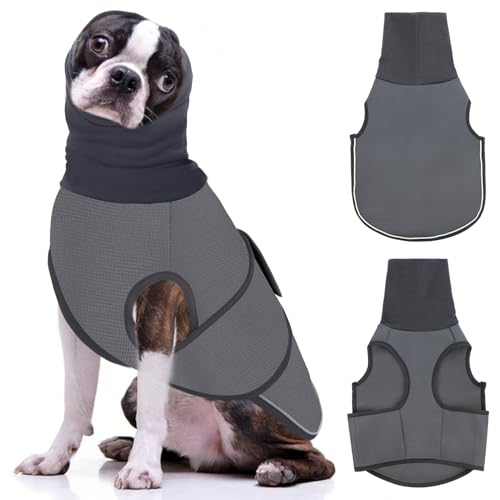 AOFITEE Hunde-Angstweste, beruhigender Kapuzenpullover für Hunde, Donnerjacke, beruhigendes Shirt für Feuerwerk, Donner, Reisen, Trennung, Geräuschblockierung und Gehörschutz von AOFITEE