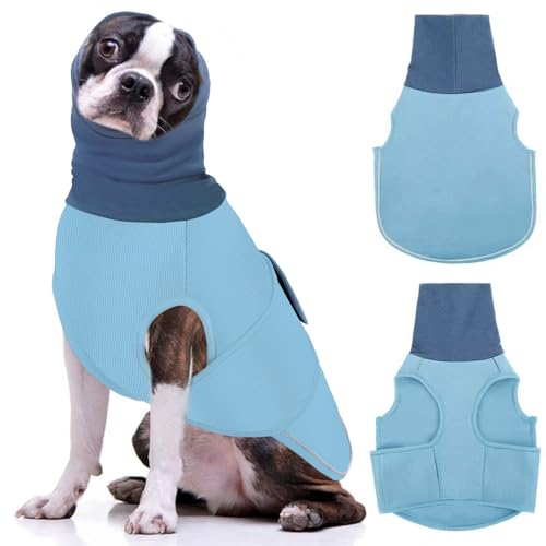 AOFITEE Hunde-Angstweste, beruhigender Kapuzenpullover für Hunde, Donnerjacke, beruhigendes Shirt für Feuerwerk, Donner, Reisen, Trennung, Geräuschblockierung und Gehörschutz von AOFITEE