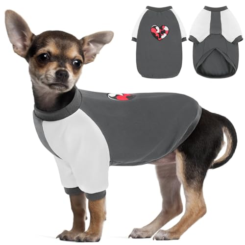 AOFITEE Hunde-Shirts für kleine Hunde, weiche Baumwolle, Herz-Druck, lustige Welpen-Shirts für kleine Hunde, Jungen, Mädchen, Sommer-Hundekleidung, T-Shirts mit Ärmeln, Geschenk für Hunde, von AOFITEE