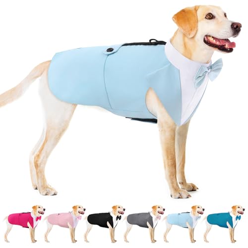 AOFITEE Hunde-Smoking für große Hunde, formeller Hundeanzug und Krawatte, sanfte Hunde, Hochzeit, Party, Anzug, Fliege, Hemd, Haustier-Hochzeits-Outfit mit abnehmbarer Fliege für Weihnachten AOFITEE Hunde-Smoking für große Hunde, formeller Hundeanzug und Krawatte, sanfte Hunde, Hochzeit, Party, Anzug, Fliege, Hemd, Haustier-Hochzeits-Outfit mit abnehmbarer Fliege für Weihnachten von AOFITEE