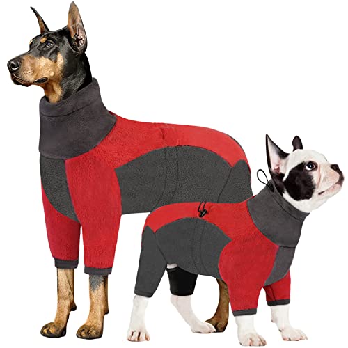 AOFITEE Wintermantel, warmer Fleece-Schlafanzug, weicher Ganzkörper-Pullover-Jacke für kaltes Wetter, winddichter Rollkragen-Einteiler für kleine, mittelgroße und große Hunde von AOFITEE