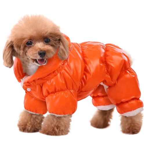 AOFITEE Hunde-Wintermantel, wasserdichte Hundejacke, Ganzkörper-Hunde-Wintermantel, Schneeanzug, winddicht, Welpenpufferjacke, Schneeanzug mit Beinen, Haustier-Fleeceweste, Kaltwettermäntel für kleine von AOFITEE