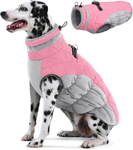 AOFITEE Hundemantel für Große Hunde, Warme 2XL Hundejacke Hundemantel, Rollkragen-Hundefleecejacke mit Geschirr, Wasserabweisende Hundeschneejacke winddichter Hundeschneeanzug für Golden Retriever AOFITEE Hundemantel für Große Hunde, Warme 2XL Hundejacke Hundemantel, Rollkragen-Hundefleecejacke mit Geschirr, Wasserabweisende Hundeschneejacke winddichter Hundeschneeanzug für Golden Retriever von AOFITEE