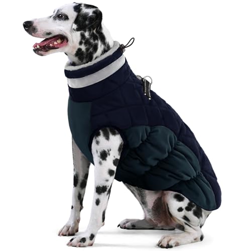 AOFITEE Hundemantel für Große Hunde, Warme 2XL Hundejacke Hundemantel, Rollkragen-Hundefleecejacke mit Geschirr, Wasserabweisende Hundeschneejacke winddichter Hundeschneeanzug für Golden Retriever AOFITEE Hundemantel für Große Hunde, Warme 2XL Hundejacke Hundemantel, Rollkragen-Hundefleecejacke mit Geschirr, Wasserabweisende Hundeschneejacke winddichter Hundeschneeanzug für Golden Retriever von AOFITEE
