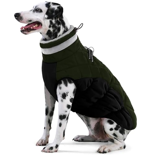 AOFITEE Hundemantel für Große Hunde, Warme 2XL Hundejacke Hundemantel, Rollkragen-Hundefleecejacke mit Geschirr, Wasserabweisende Hundeschneejacke winddichter Hundeschneeanzug für Golden Retriever AOFITEE Hundemantel für Große Hunde, Warme 2XL Hundejacke Hundemantel, Rollkragen-Hundefleecejacke mit Geschirr, Wasserabweisende Hundeschneejacke winddichter Hundeschneeanzug für Golden Retriever von AOFITEE