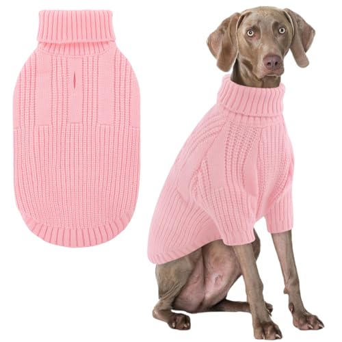 AOFITEE Hundepullover, Hundepullover für große Hunde, Jungen und Mädchen, warmer Rollkragenpullover, Weihnachtspullover, weicher Haustierpullover mit Loch für Geschirr, gestricktes Sweatshirt für von AOFITEE