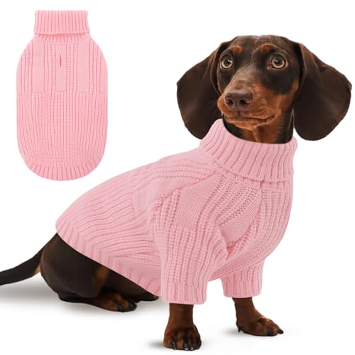 AOFITEE Hundepullover, Hundepullover für mittelgroße Hunde, Jungen, Mädchen, warmer Rollkragenpullover, Weihnachtspullover, weicher Haustierpullover mit Loch für Geschirr, Strick-Sweatshirt für von AOFITEE