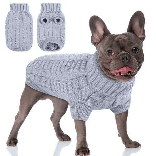 AOFITEE Hundepullover, gestrickte Hundepullover für kleine Hunde, kaltes Wetter, Rollkragen, Hundestrickwaren, Hunde-Weihnachtspullover für Hunde-Wintermantel, klassisches einfarbiges Sweatshirt für von AOFITEE