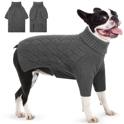 AOFITEE Hundepullover Mittelgroße Hunde, Warm Rollkragen Hunde Pullover Dackel Weihnachtspullover Sweater für Hund, Winter Hundebekleidung Hund Pullover für Französische Bulldogge, Dackel von AOFITEE