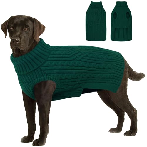 AOFITEE Hundepullover für große Hunde, Rollkragen, XXL, für Herbst und Winter, dehnbare Strickwaren, Weihnachtspullover, Strickpullover mit Loch für Geschirr für Pitbull, Golden Retriever von AOFITEE