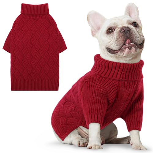 AOFITEE Pullover für kleine Hunde, warmer Winterrollkragen für kleine Hunde, Dunkelrot, XS AOFITEE Pullover für kleine Hunde, warmer Winterrollkragen für kleine Hunde, Dunkelrot, XS von AOFITEE