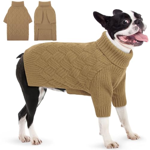 AOFITEE Hundepullover, Hundepullover für mittelgroße Hunde und Mädchen, warmer Halloween-Hundepullover, Winter, mittelgroße Hundepullover für weibliche Männer, klassischer Rollkragen-Hundestrickwaren von AOFITEE