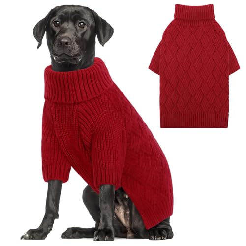 AOFITEE XL Hundepullover, Hundepullover Große Größe Hund, Große Hundepullover für Hündinnen Rüden Rüden Rollkragen Dicker Warm Gestrickter Winter Herbst Hunde-Sweatshirt, Fester Hund von AOFITEE