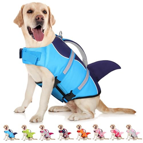 AOFITEE Hundeschwimmweste, Hundeschwimmweste zum Schwimmen, Haifischhunde Schwimmweste mit Rettungsgriff und reflektierendem Streifen, Ripstop-Haustier-Schwimmmantel, Badeanzug, Lebensretter, für AOFITEE Hundeschwimmweste, Hundeschwimmweste zum Schwimmen, Haifischhunde Schwimmweste mit Rettungsgriff und reflektierendem Streifen, Ripstop-Haustier-Schwimmmantel, Badeanzug, Lebensretter, für von AOFITEE