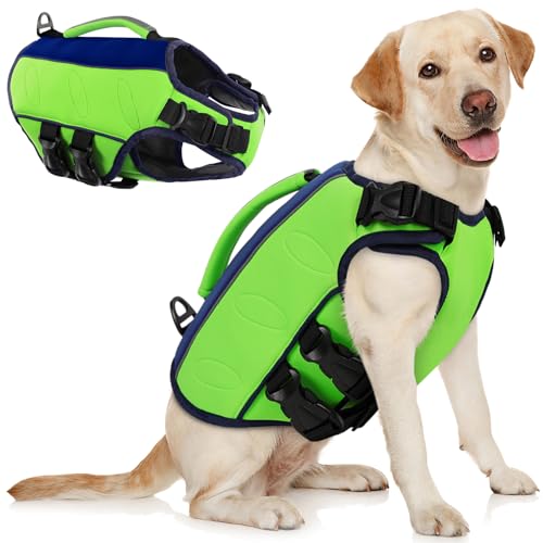 AOFITEE Hundeschwimmweste, reflektierende Hundeschwimmweste zum Schwimmen Bootfahren, Ripstop-Hundeschwimmweste mit Rettungsgriff und überlegenem Auftrieb, schwimmende Hundewesten für kleine, von AOFITEE
