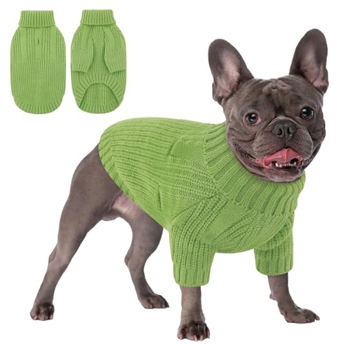 AOFITEE Kleiner Hundepullover, Hundepullover für kleine Hunde, Jungen, Mädchen, warmer Rollkragenpullover, Weihnachtspullover, weicher Haustierpullover mit Geschirrloch, Strick-Sweatshirt für Yorki von AOFITEE