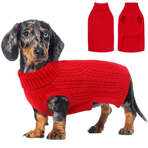 AOFITEE Kleiner Hundepullover, Hundepullover für kleine Hunde, Mädchen, Jungen, warmer Weihnachtspullover für Hunde, Haustierpullover mit Loch für Geschirr für Herbst und Winter, dehnbarer Pullover von AOFITEE