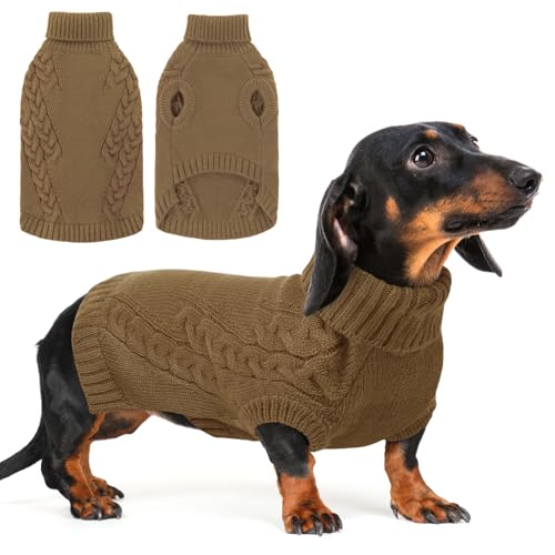 AOFITEE Pullover für kleine Hunde, Halloween-Pullover für kleine Hunde, warmer Welpenpullover mit Rollkragen, einfarbiges Haustier-Sweatshirt, Strickwaren für Herbst und Winter, Pullover für Yorkie von AOFITEE