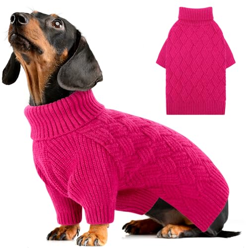 AOFITEE Pullover für kleine Hunde, Hundepullover für kleine Hunde, Winterpullover für Mädchen und Jungen, Haustier-Welpen, Weihnachtspullover, klassischer Rollkragenpullover, Strickwaren für Mops von AOFITEE