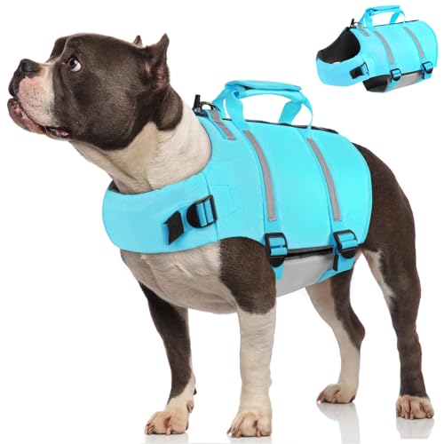 AOFITEE Hundeschwimmweste Kleine Hunde, Verstellbar Schwimmweste Hund Klein Mit Griff, Ripstop Reflektierende Hund Schwimmweste Hohe Flotation Dog Life Jacket für Kleine & Mittlere Hunde von AOFITEE