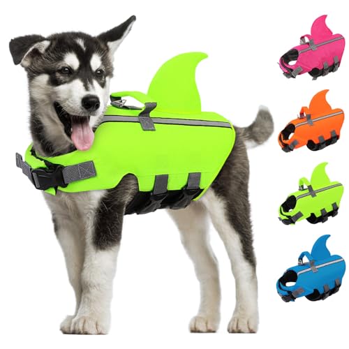 AOFITEE Schwimmweste Hund Hai, Verstellbar Hunde Schwimmweste L Hundeschwimmweste mit Griff, Reflektierende Hohe Flotation Schwimmweste Rettungsweste für Mittelgroße Hunde AOFITEE Schwimmweste Hund Hai, Verstellbar Hunde Schwimmweste L Hundeschwimmweste mit Griff, Reflektierende Hohe Flotation Schwimmweste Rettungsweste für Mittelgroße Hunde von AOFITEE