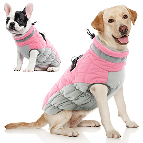 AOFITEE Hundemantel - Warme Winterjacke für Kleine Hunde Mit Integriertem Geschirr, Reflektierend, Wasserdicht, Fleece Mit Rollkragen für Yorkshire, West Highland von AOFITEE