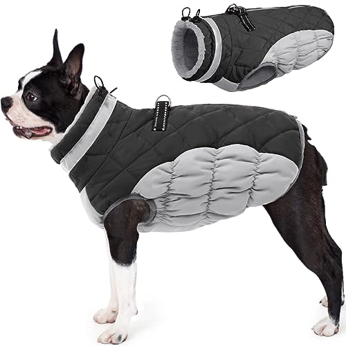 AOFITEE Hundemantel - Warme Winterjacke für Kleine Hunde Mit Integriertem Geschirr, Reflektierend, Wasserdicht, Fleece Mit Rollkragen für Yorkshire, West Highland von AOFITEE