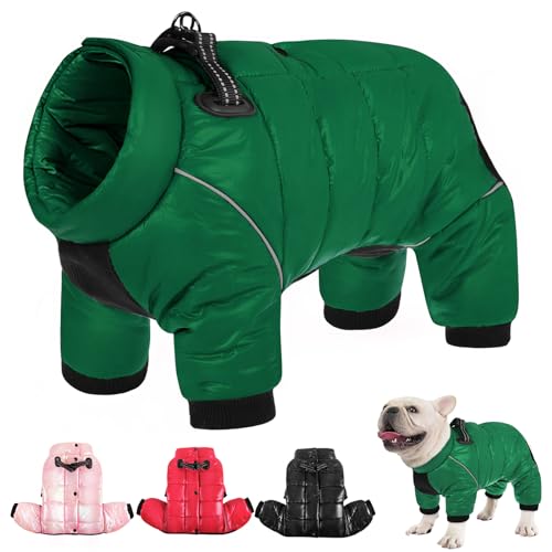AOFITEE Wasserdichter Wintermantel, warmer Ganzkörper-Schneeanzug, Fleece-Weste mit Reißverschluss, Kaltwetterjacke mit reflektierenden Streifen, winddichte Outdoor-Bekleidung für kleine Hunde, Größe von AOFITEE