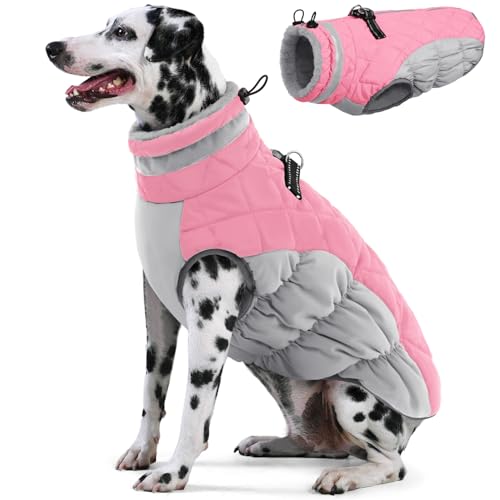 AOFITEE Winter Dog Coat Warm Fleece Dog Jacket for Cold Weather, Reflective Zip Up Puppy Dog Snowproof Vest with Leash Ring, Outdoor Pet Sweater Snowsuit Apparel for Small Medium Large Dogs, Pink 2XL AOFITEE Winter Dog Coat Warm Fleece Dog Jacket for Cold Weather, Reflective Zip Up Puppy Dog Snowproof Vest with Leash Ring, Outdoor Pet Sweater Snowsuit Apparel for Small Medium Large Dogs, Pink 2XL von AOFITEE