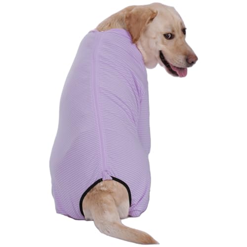 AOKAZI Genesungsanzug für Hunde, Einteiler für Hunde, Einteiler zum Ausfallen, verhindert Lecken, Wundschutz, Kegel-Alternative, Hunde-Shirt-Schlafanzug (Violett, Größe M) von AOKAZI