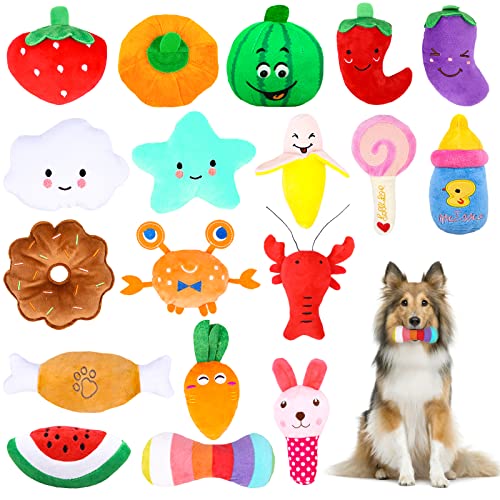 AOKEASE Hundespielzeug, 18 Stück Quietschendes Hundespielzeug, Welpenspielzeug, Hunde Plüschspielzeug für Hund aus natürlicher Baumwolle, Kuscheltier für Welpen, Medium und Große Hunde. von AOKEASE