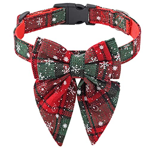 AOKLEY Hundeschleifenhalsband - Weihnachtsfliegen-Hundekarohalsbänder mit Schnalle | Kleines, mittelgroßes und großes Hundehalsband, weiches Haustierzubehör für Weihnachten von AOKLEY