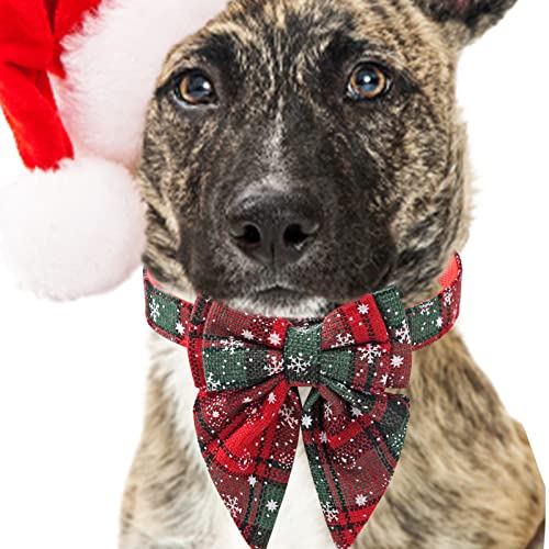 AOKLEY Katzenhalsbänder mit Fliege,Weihnachts-Hundehalsbänder mit Schnalle und Karomuster | Kleines, mittelgroßes und großes Hundehalsband, weiches Haustierzubehör von AOKLEY