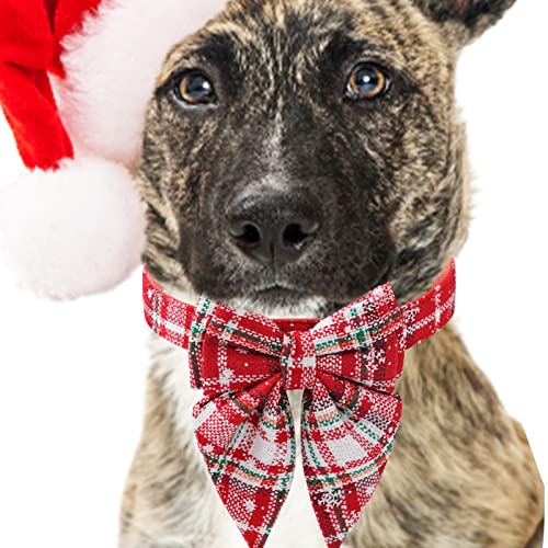 AOKLEY Katzenschleifenhalsband - Karierte Weihnachtskatzen-Schnallenhalsbänder mit D-Ring - Haustierzubehör mit weihnachtlichem Schneeflockenmuster, niedliches, weiches, kleines, mittelgroßes von AOKLEY