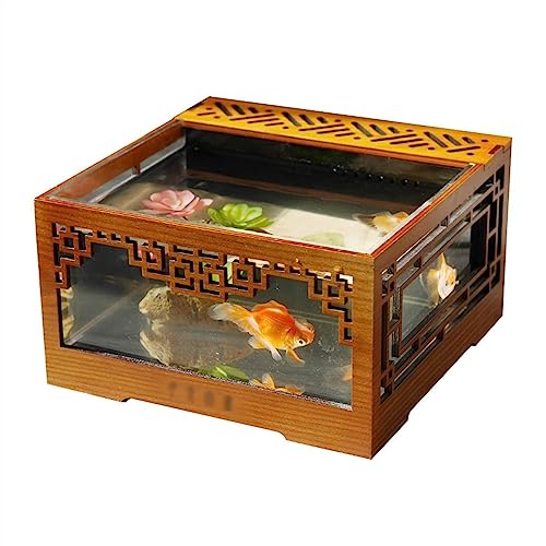 Aquarium Aquarium Acryl Transparent Aquarium Tank Chinesische Vintage Aquarium Abnehmbare Desktop Ökologische Tank Indoor Ornamente Desktop-Aquarium von AOKLEY