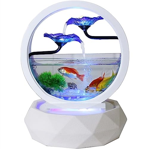 Aquarium Aquarium Runde Schöne Transparente Glas Goldfisch Tank Wohnzimmer Kleine Ökologische Desktop Hause Aquarium Dekoration Desktop-Aquarium von AOKLEY