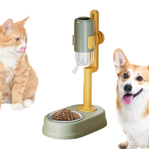 Automatische Futterautomaten für Futter und Wasser, Haustiernäpfe, Hundenapf, Futterautomat mit Hundewasserflasche, tropffreier Wasserspender für Katze und Hund Aokley von AOKLEY