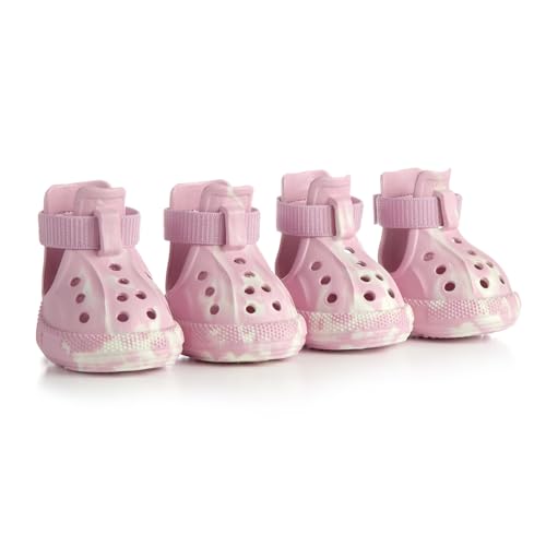 AOKOWN Hundeschuhe für heißen Sommer Gehweg, Hundeschuhe für mittelgroße Hunde, wasserdichte Hundestiefel & Pfotenschutz, rutschfeste Hunderegenstiefel, leicht zu reinigende Sandalen für Strand, Rosa AOKOWN Hundeschuhe für heißen Sommer Gehweg, Hundeschuhe für mittelgroße Hunde, wasserdichte Hundestiefel & Pfotenschutz, rutschfeste Hunderegenstiefel, leicht zu reinigende Sandalen für Strand, Rosa von AOKOWN
