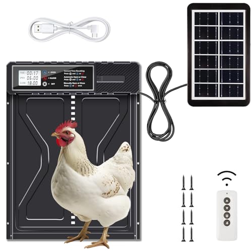 AOKUY Solar Hühnchen Coop Tür Automatisch mit Fernbedienung, Lichtsensor & LCD-Bildschirm,Wasserdichter Auto Hühnchen Türöffner,Keine Batterien erforderlich,für Enten Hühnchen Geflügel Coop Sicherhei AOKUY Solar Hühnchen Coop Tür Automatisch mit Fernbedienung, Lichtsensor & LCD-Bildschirm,Wasserdichter Auto Hühnchen Türöffner,Keine Batterien erforderlich,für Enten Hühnchen Geflügel Coop Sicherhei von AOKUY