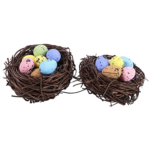 AOKWAWALIY 2St Ostern Vogelnest Kühlerfigur Ei-Motorhauben-Dekorationen Eastern rustikale Ornament Ostereier Spielzeug Osterschmuck Hase Requisiten Lieferungen das Vogelnest gefälschter Vogel von AOKWAWALIY