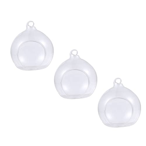 AOKWAWALIY 3 x transparente Weihnachtskugeln für Pflanzen, transparent, Weihnachtskugeln, Weihnachtsanhänger, Glas-Pflanzgefäß, hängende Glas-Pflanzgefäß, Kamin-Dekoration, Kugel, Teelicht, von AOKWAWALIY