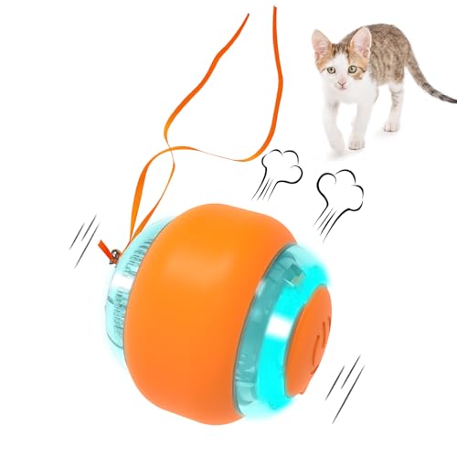 Katzenspielzeug interaktiv für Indoor-Katzen, AOLIGY Auto Moving Cat Ball Spielzeug mit LED-Lichtern, Smart Cat Toy Motion Actived, Cat Exercise Toy, Kitten Toys, USB wiederaufladbar, Auto On/Off von AOLIGY
