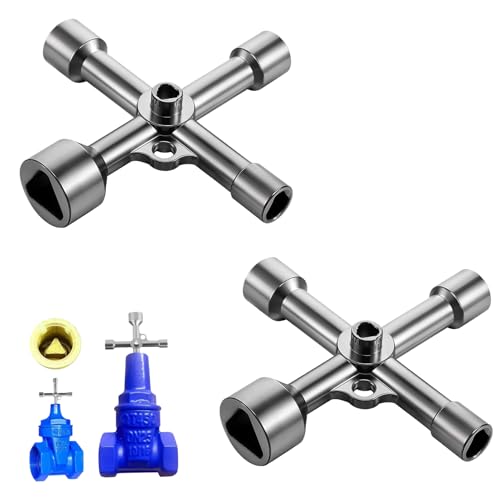 2er-Pack 4-Wege 5-GrößEn Innendurchmesser DreikantschlüSsel,7mm/10mm/12mm/13mm/18mm DreikantschlüSsel FüR Absperrpfosten,Passend FüR SchaltkäSten,Gas- Und WasserzäHlerschräNke,DreikantschlüSsel,Silber von AONAYO