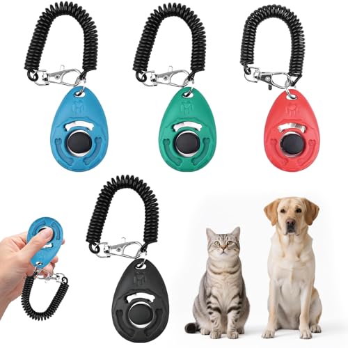 4 Packungen Klicker Hund,Clicker Hund,Clicker Katze Training,Klicker Katze Mit GroßEm Knopf,Clicker Mit Handschlaufe FüR Hundetraining,Geeignet FüR Hundetraining,Auch FüR Katzen Und Pferde Geeignet von AONAYO