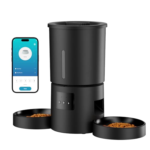 Futterautomat Katze 2 Näpfe mit APP: 5L Automatischer Futterspender mit 2.4G WiFi Timer für Trockenfutter - AONBOY Doppelnapf Design für Mehrkatzenhaushalte & Hunde - Schwarz Futterautomat Katze 2 Näpfe mit APP: 5L Automatischer Futterspender mit 2.4G WiFi Timer für Trockenfutter - AONBOY Doppelnapf Design für Mehrkatzenhaushalte & Hunde - Schwarz von AONBOY